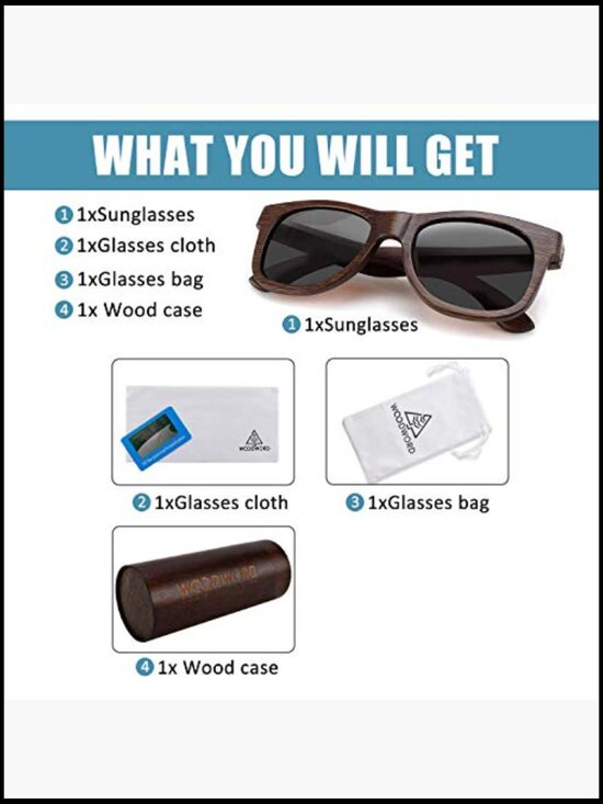 Polarized Wood Sunglasses with Case - Bamboo Wood Frame main image 4